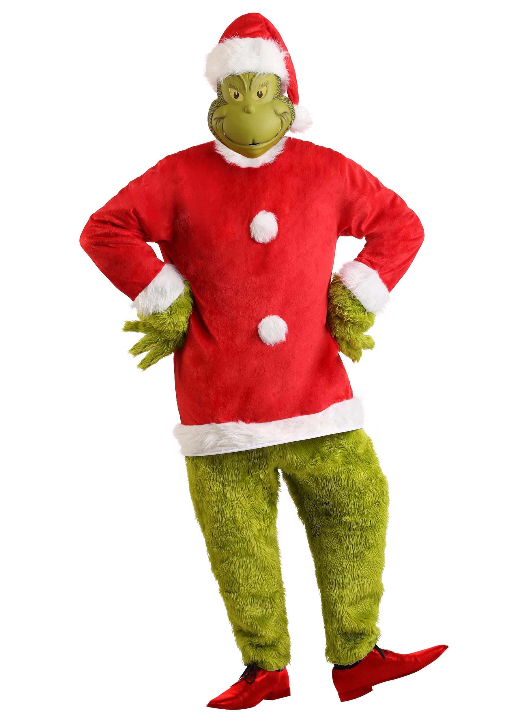 Image of The Grinch Santa Deluxe Jumpsuit with Mask Costume for Men ID EL400667-M/L