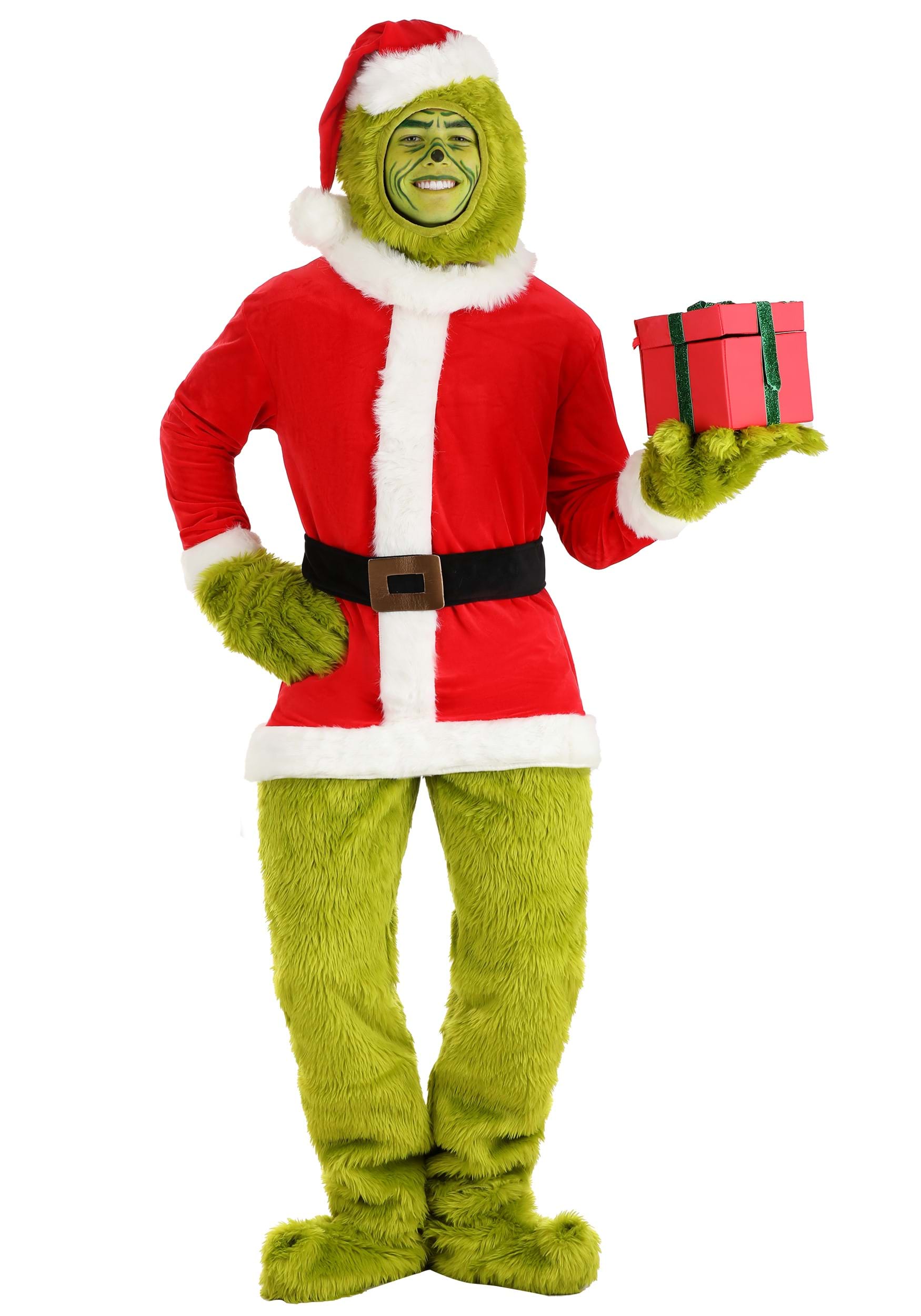 Image of The Grinch Santa Open Face Adult Costume ID EL451328-L