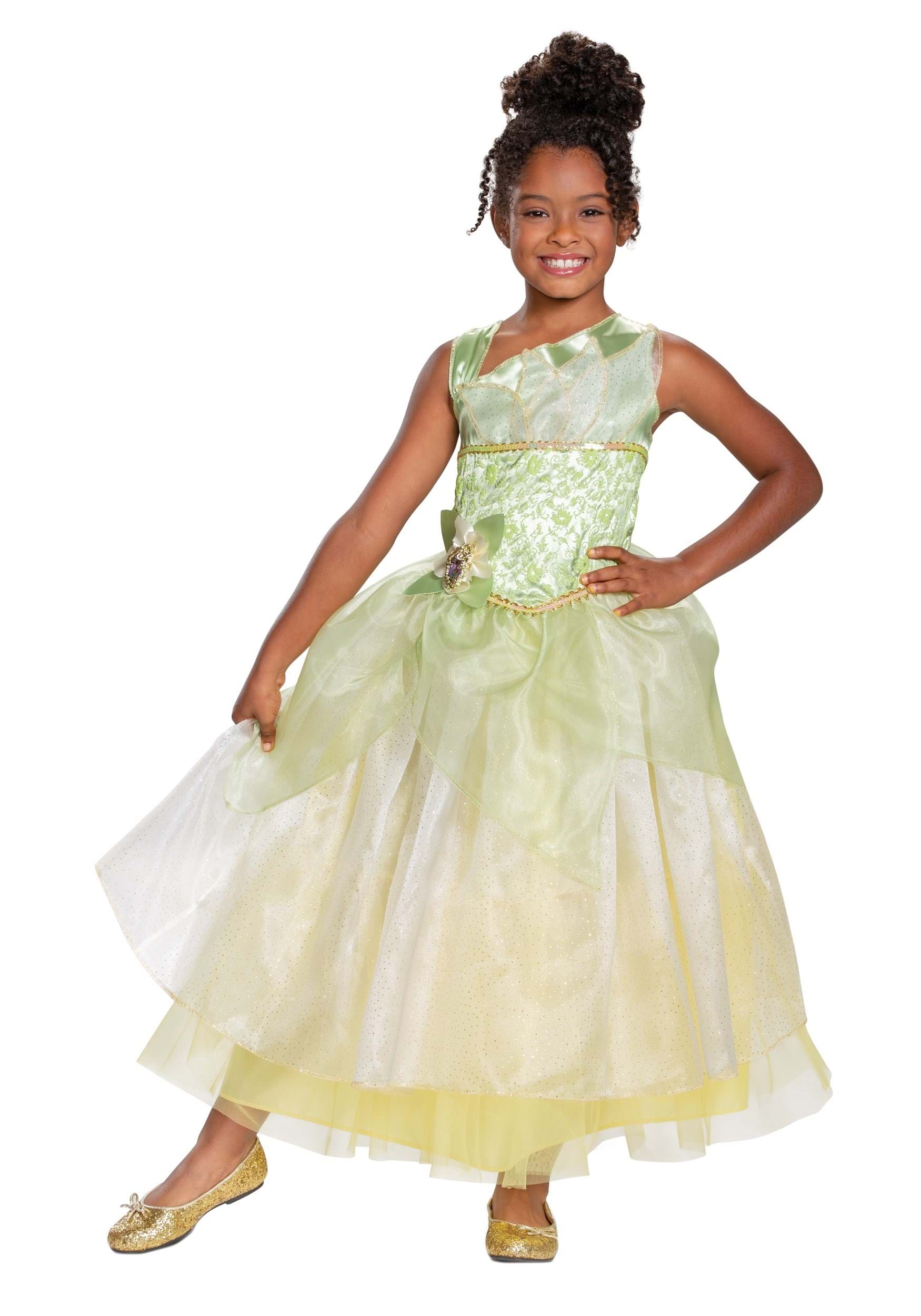 Image of The Princess & The Frog Deluxe Tiana Girl's Costume ID DI89273-7/8