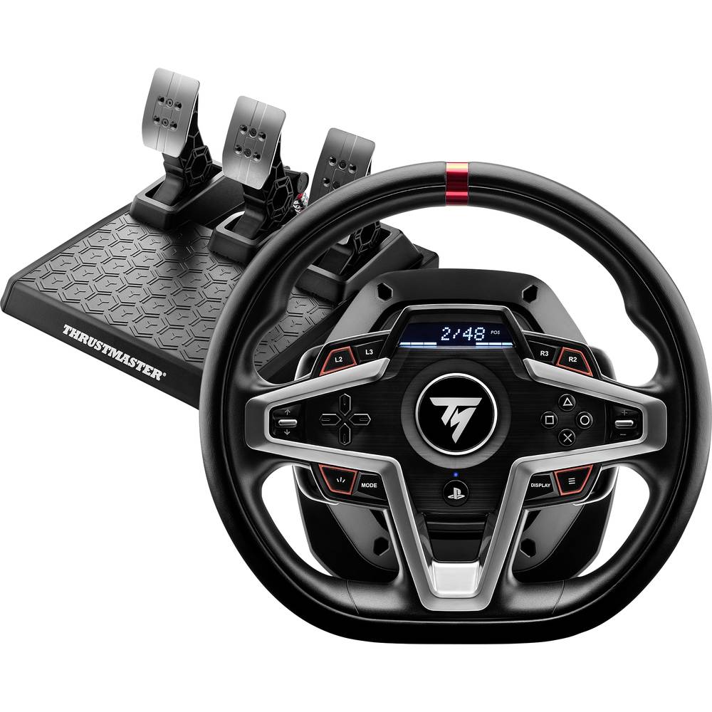 Image of Thrustmaster T248P FF Wheel (PS5/PC) Steering wheel PC PlayStation 4 PlayStation 5 Black Silver incl foot pedals