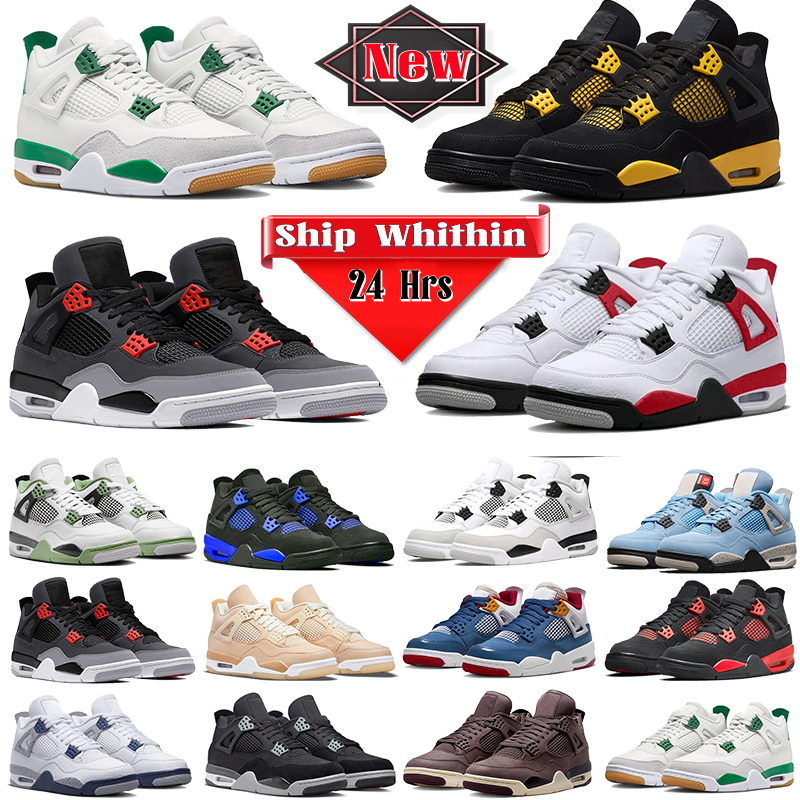 Image of Thunder 4s Basketball Shoes jumpman 4 Military black cat oreo Photon Dust University Blue Red Cement Pine Green Frozen Moments Sports Traine