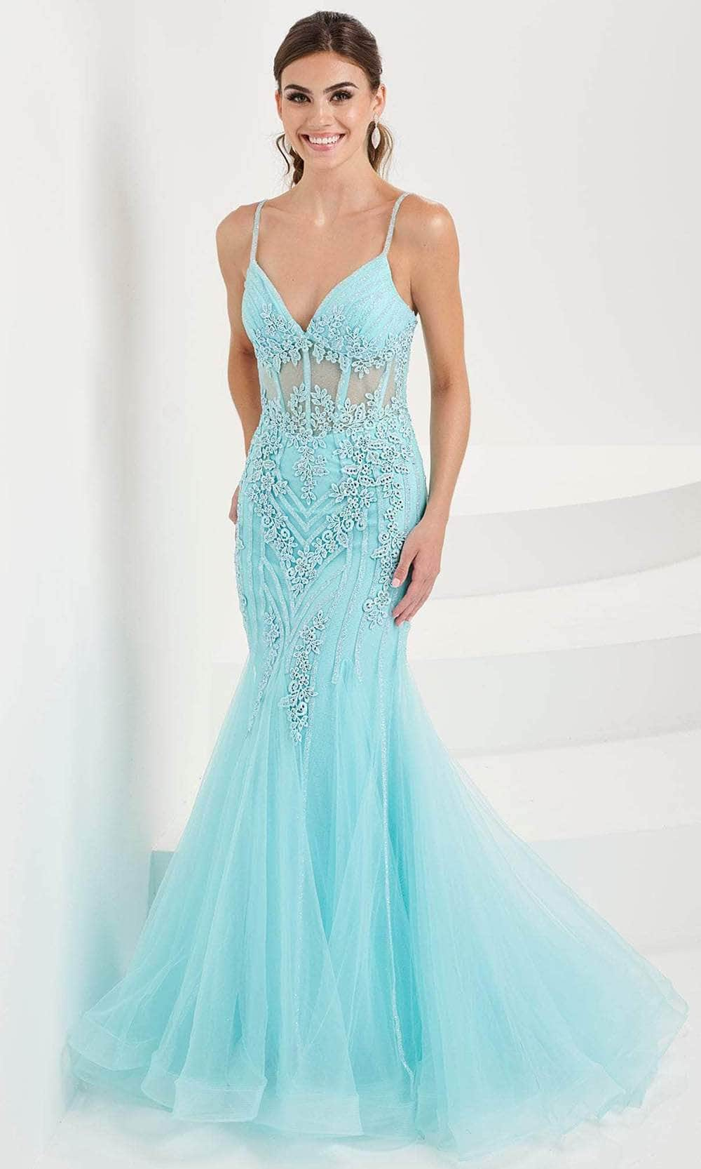 Image of Tiffany Designs 16095 - Lace Appliqued Mermaid Evening Gown