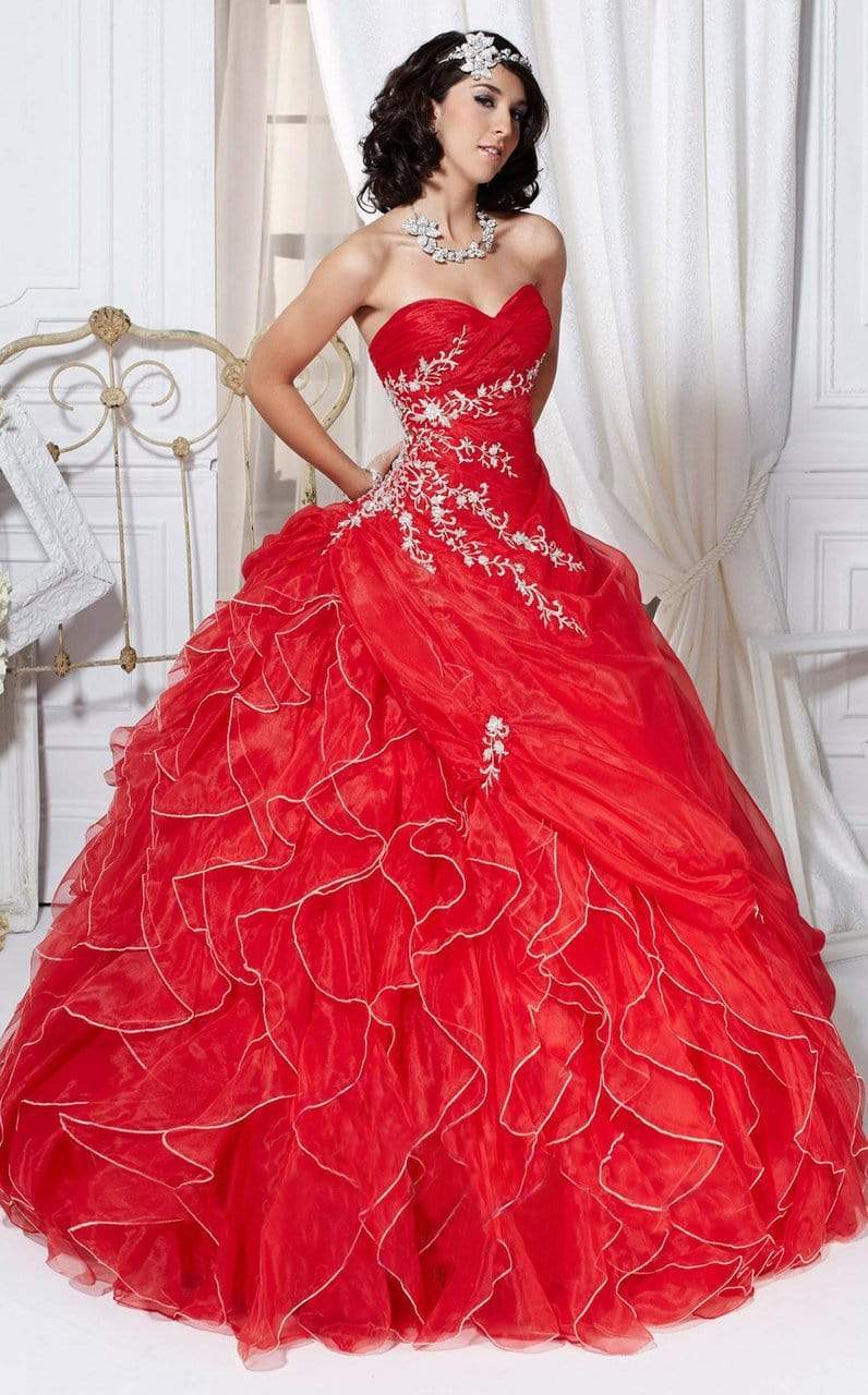 Image of Tiffany Designs - 56219 Strapless Vine Detailed Ballgown