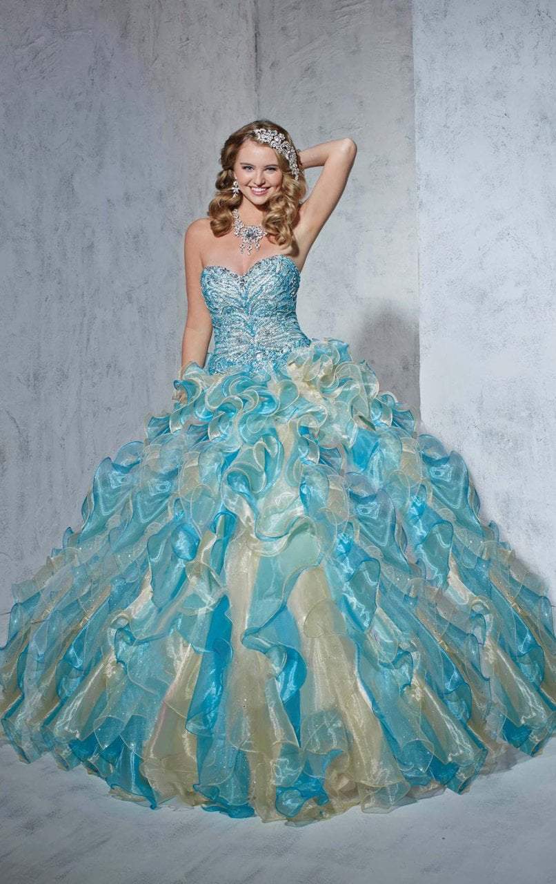 Image of Tiffany Designs - 56251 Bedazzled Sweetheart Organza Ruffled Ballgown
