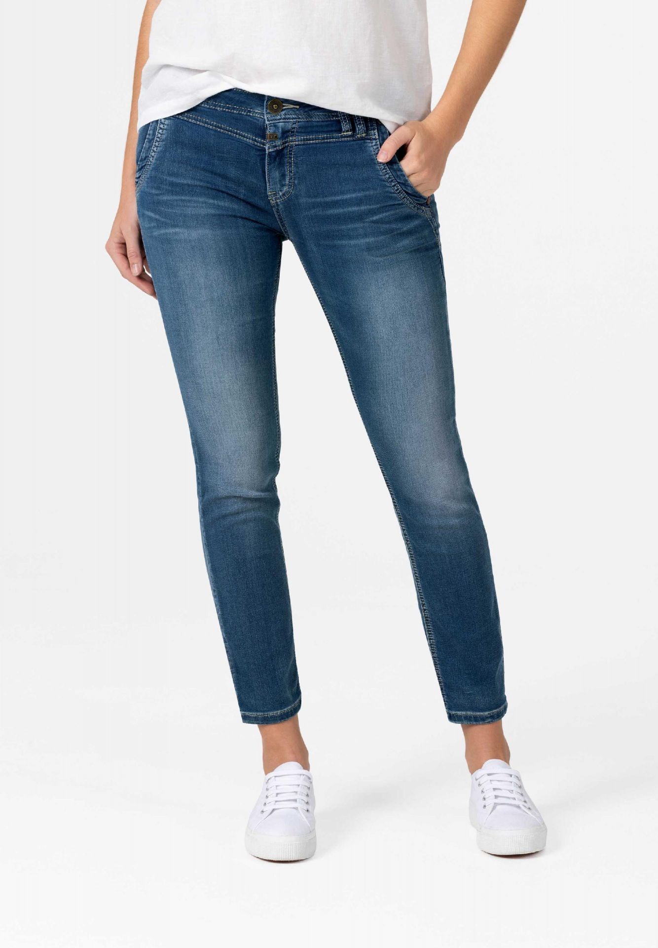 Image of Timezone 7/8 Damenjeans Slim NaliTZ blue denim wash