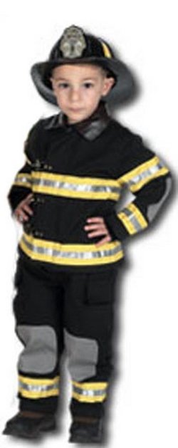 Image of Toddler Fire Fighter Costume with Helmet- Black