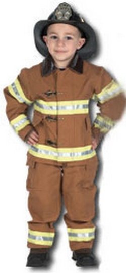 Image of Toddler Fire Fighter Costume with Helmet - Tan