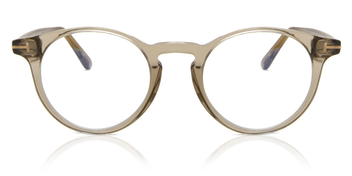 Image of Tom Ford FT5557-B Azuis-Light Block 045 Óculos de Grau Marrons Masculino BRLPT