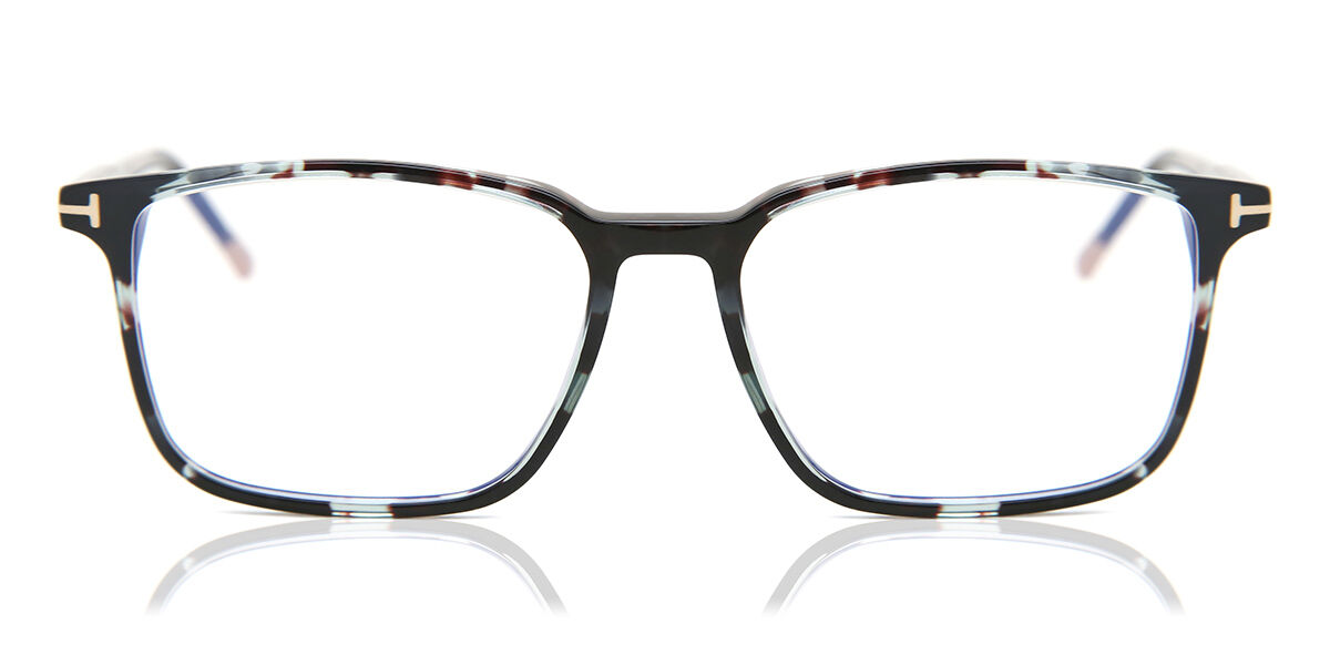 Image of Tom Ford FT5607-B Azuis-Light Block 055 Óculos de Grau Tortoiseshell Masculino BRLPT
