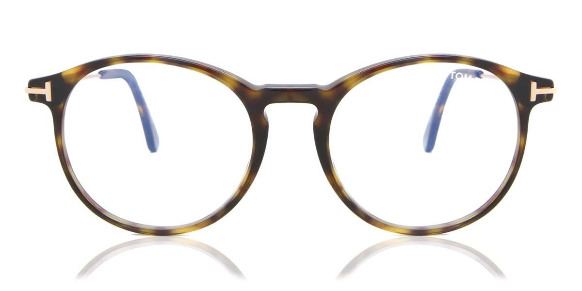 Image of Tom Ford FT5759-B Azuis-Light Block 052 Óculos de Grau Tortoiseshell Masculino PRT