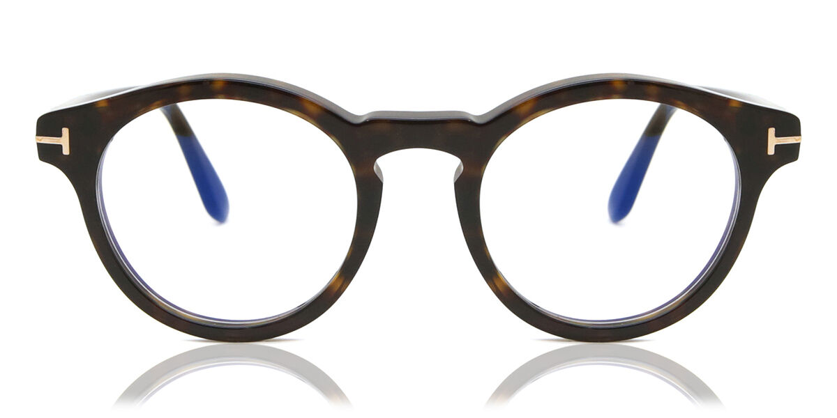 Image of Tom Ford FT5887-B Azuis-Light Block 052 Óculos de Grau Tortoiseshell Masculino BRLPT