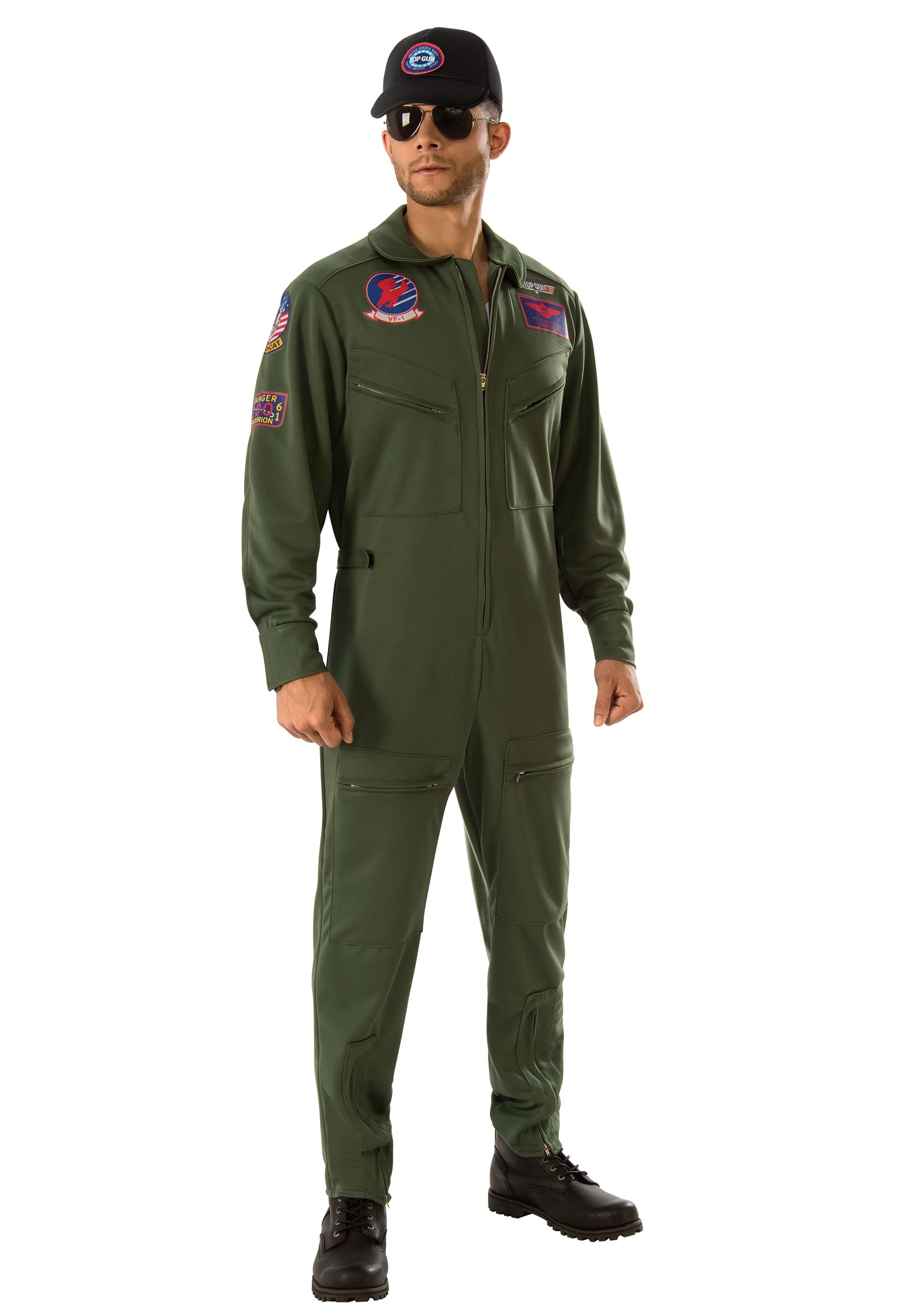 Image of Top Gun Men's Jumpsuit Costume | Fighter Pilot Costume ID RU821157-S
