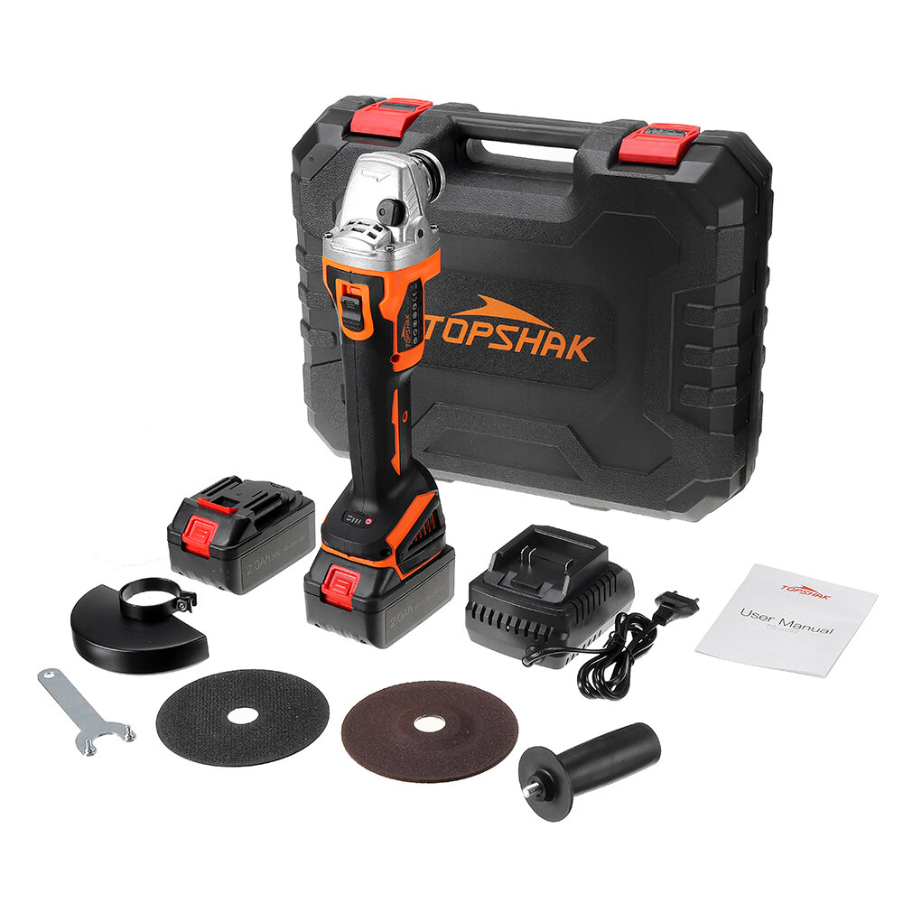 Image of Topshak TS-AG2 Brushless Cordless Angle Grinder 125mm Electric Angle Grinder Cutter High Power With 2*40Ah Batteries F