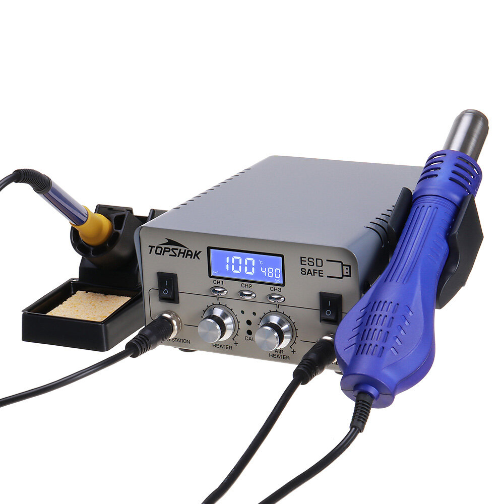 Image of Topshak TS-CD4 680W 2 In 1 Rework Hot Air LCD Digital Display Soldering Station Independent Switch 3 Preset Memory Butto