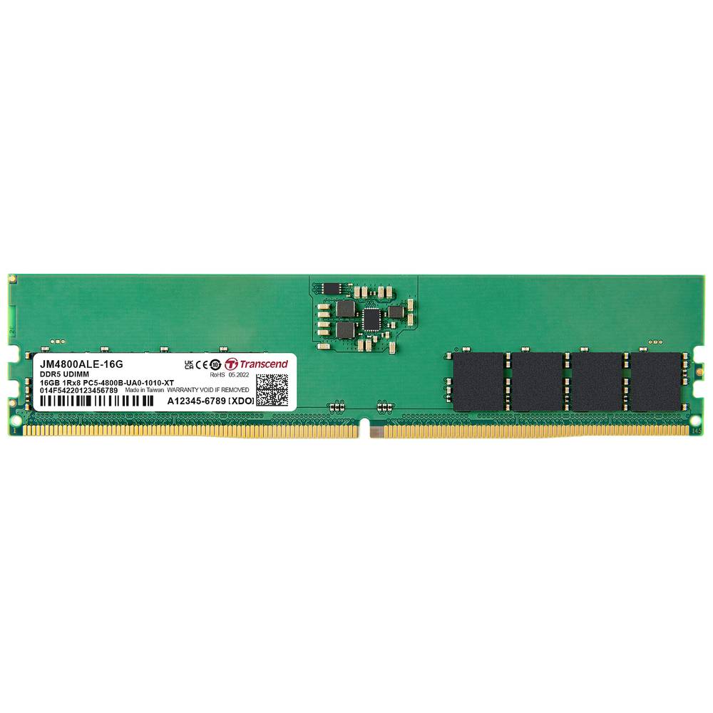 Image of Transcend JM4800ALE-16G PC RAM card DDR5 16 GB 1 x 16 GB ECC 4800 MHz 288-pin DIMM CL40 JM4800ALE-16G