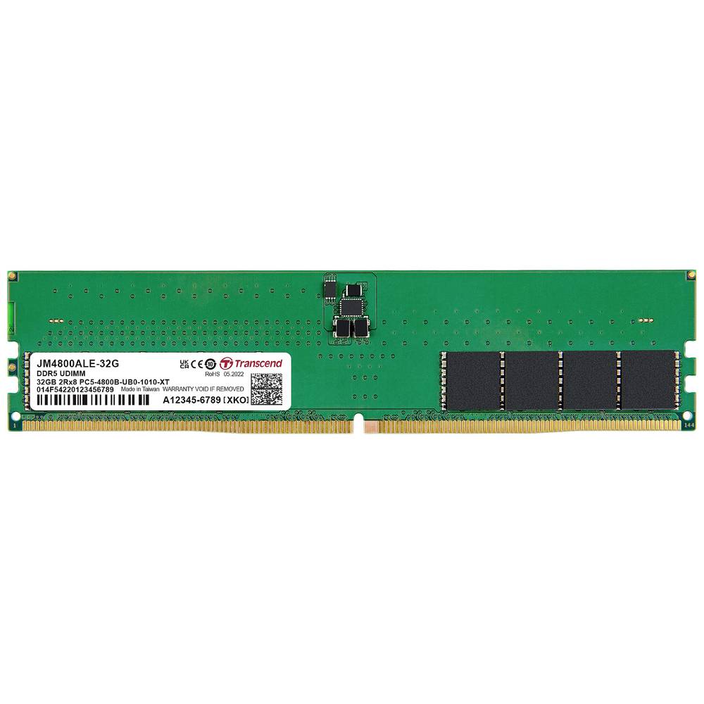 Image of Transcend JM4800ALE-32G PC RAM card DDR5 32 GB 1 x 32 GB ECC 4800 MHz 288-pin DIMM CL40 JM4800ALE-32G