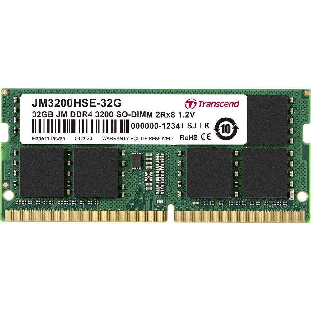Image of Transcend JetRAM Laptop RAM card DDR4 32 GB 1 x 32 GB 3200 MHz 260-pin SO-DIMM JM3200HSE-32G