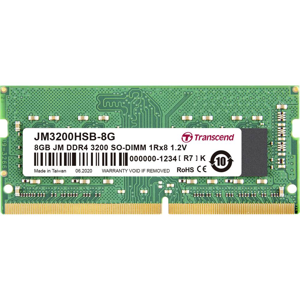 Image of Transcend JetRAM Laptop RAM card DDR4 8 GB 1 x 8 GB 3200 MHz 260-pin SO-DIMM JM3200HSB-8G