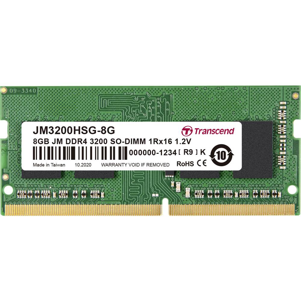 Image of Transcend JetRAM Laptop RAM card DDR4 8 GB 1 x 8 GB 3200 MHz 260-pin SO-DIMM JM3200HSG-8G