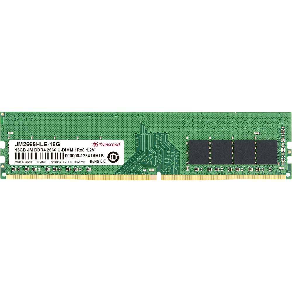 Image of Transcend JetRAM PC RAM card DDR4 16 GB 1 x 16 GB Non-ECC 2666 MHz 288-pin DIMM CL19 JM2666HLE-16G