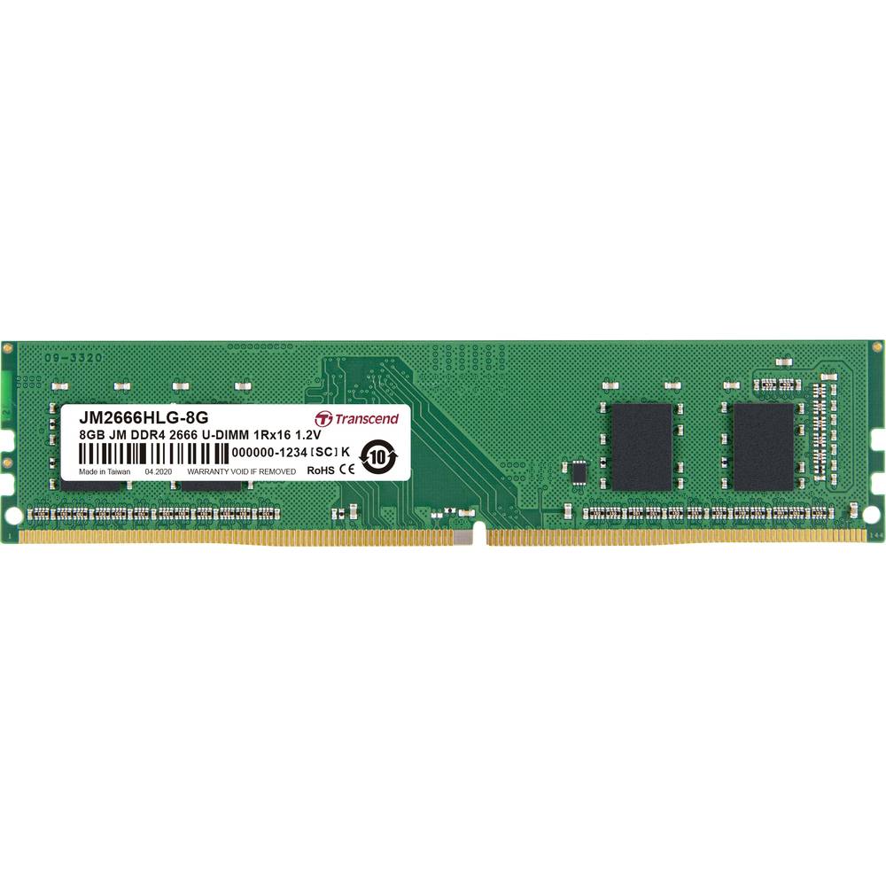 Image of Transcend JetRAM PC RAM card DDR4 8 GB 1 x 8 GB Non-ECC 2666 MHz 288-pin DIMM CL19 JM2666HLG-8G