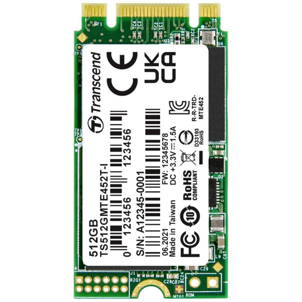Image of Transcend MTE452T-I 512 GB Internal M2 PCIe NVMe SSD 2242 PCIe NVMe 30 x2 Industrial TS512GMTE452T-I