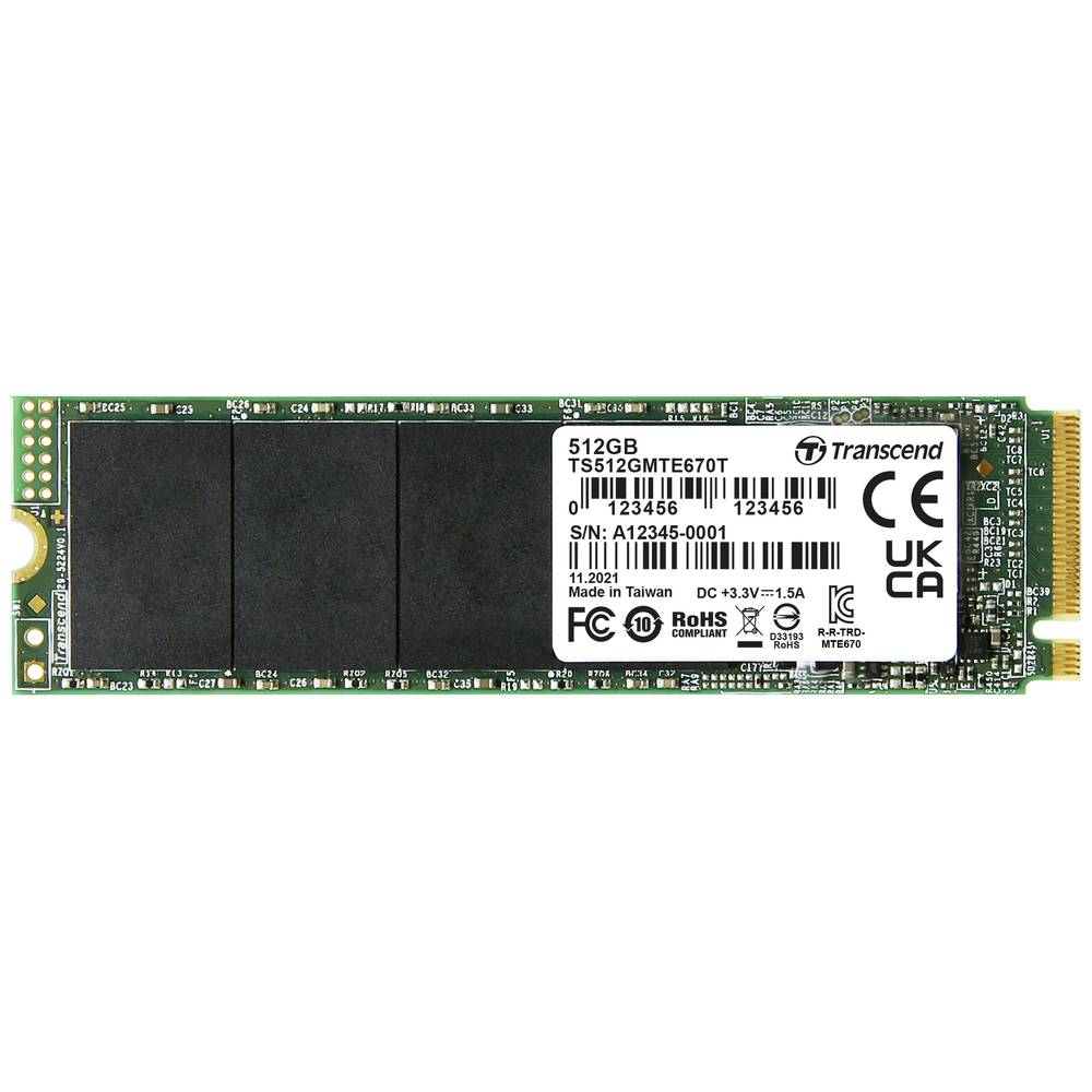 Image of Transcend MTE670T 512 GB NVMe/PCIe M2 internal SSD PCIe NVMe 30 x4 #####Industrial TS512GMTE670T