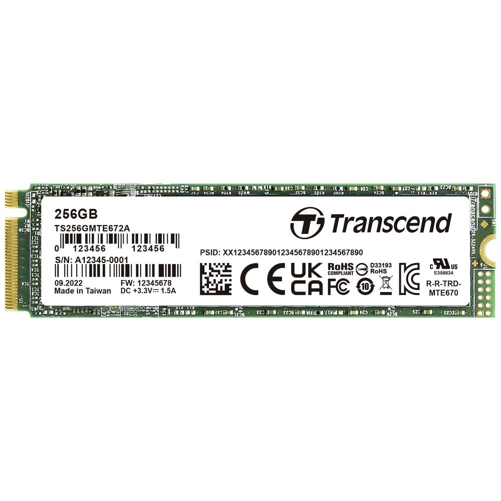 Image of Transcend MTE672A 256 GB NVMe/PCIe M2 internal SSD PCIe NVMe 30 x4 Industrial TS256GMTE672A