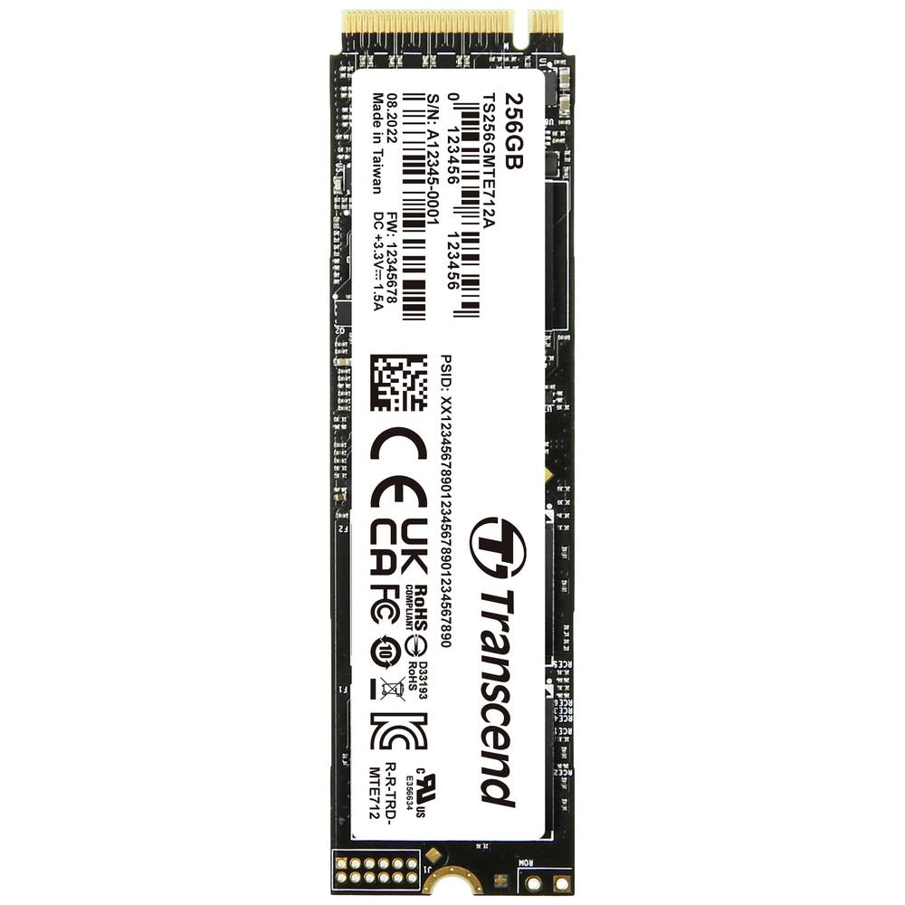 Image of Transcend MTE712A 256 GB NVMe/PCIe M2 internal SSD PCIe NVMe 40 x4 Industrial TS256GMTE712A