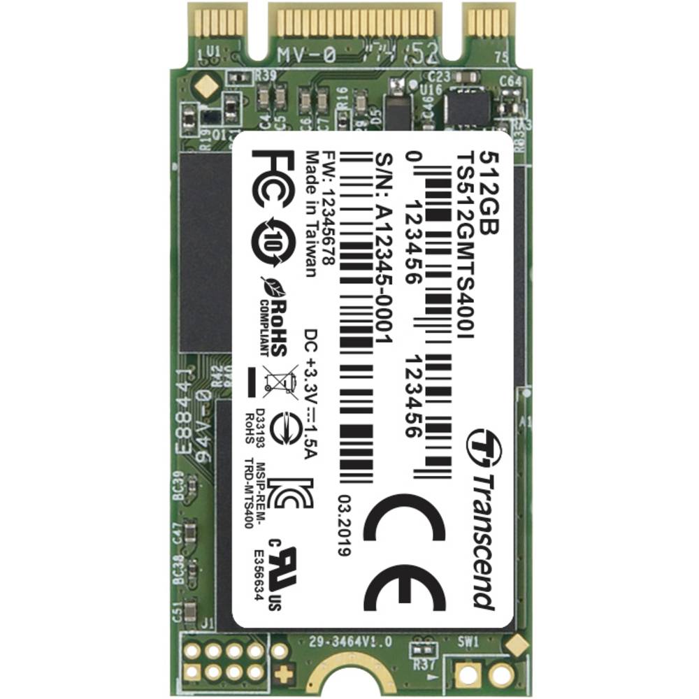 Image of Transcend MTS400I 512 GB Internal M2 PCIe NVMe SSD 2242 SATA 6 Gbps #####Industrial TS512GMTS400I