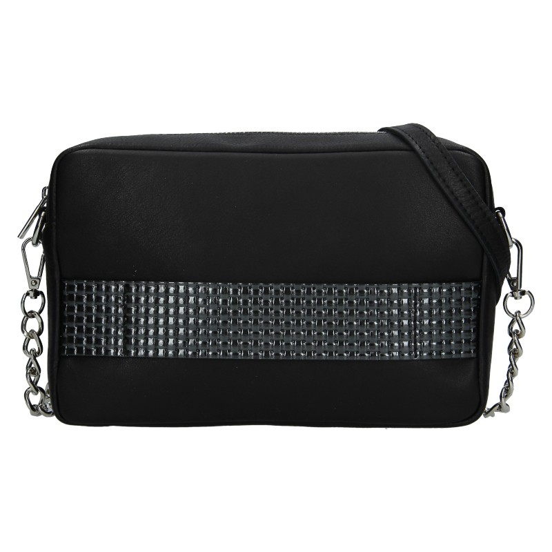 Image of Trendy dámská kožená crossbody kabelka Facebag Ninas - černo-stříbrná CZ