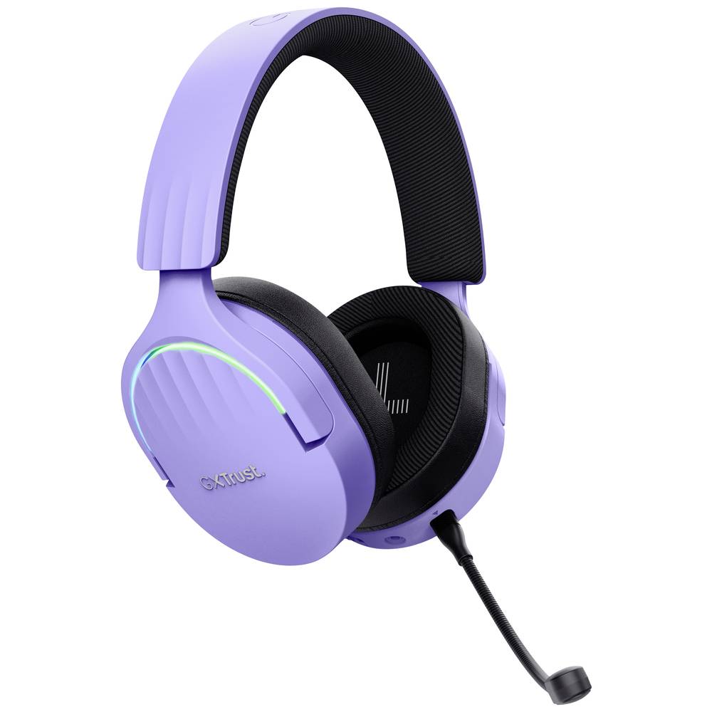 Image of Trust GXT491P FAYZO Gaming Over-ear headset BluetoothÂ® (1075101) Virtual Surround Purple Surround sound Microphone