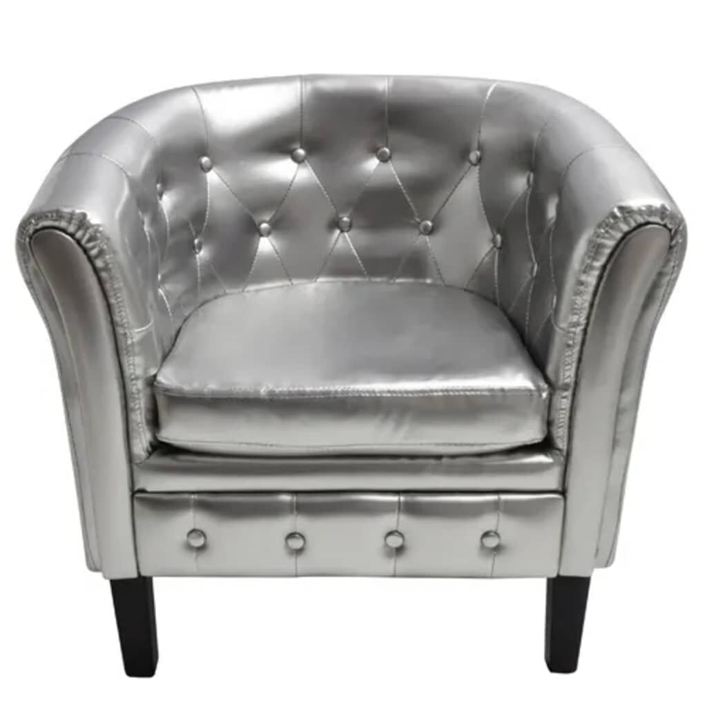 Image of Tub Chair Silver Faux Leather