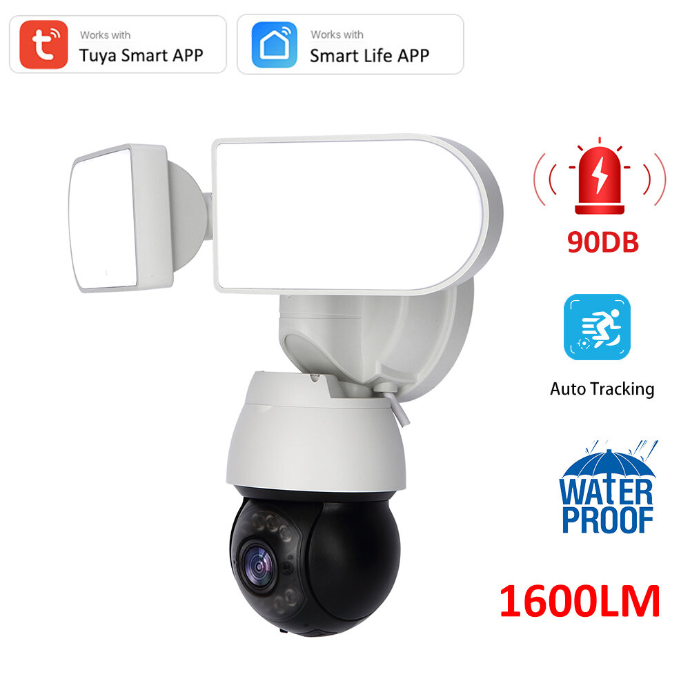 Image of Tuya 1080P Wifi Security Camera Wireless AI Floodlight Surveillance Cam with Pan&Tilt Motion Tracking Two-Way Intercom 1