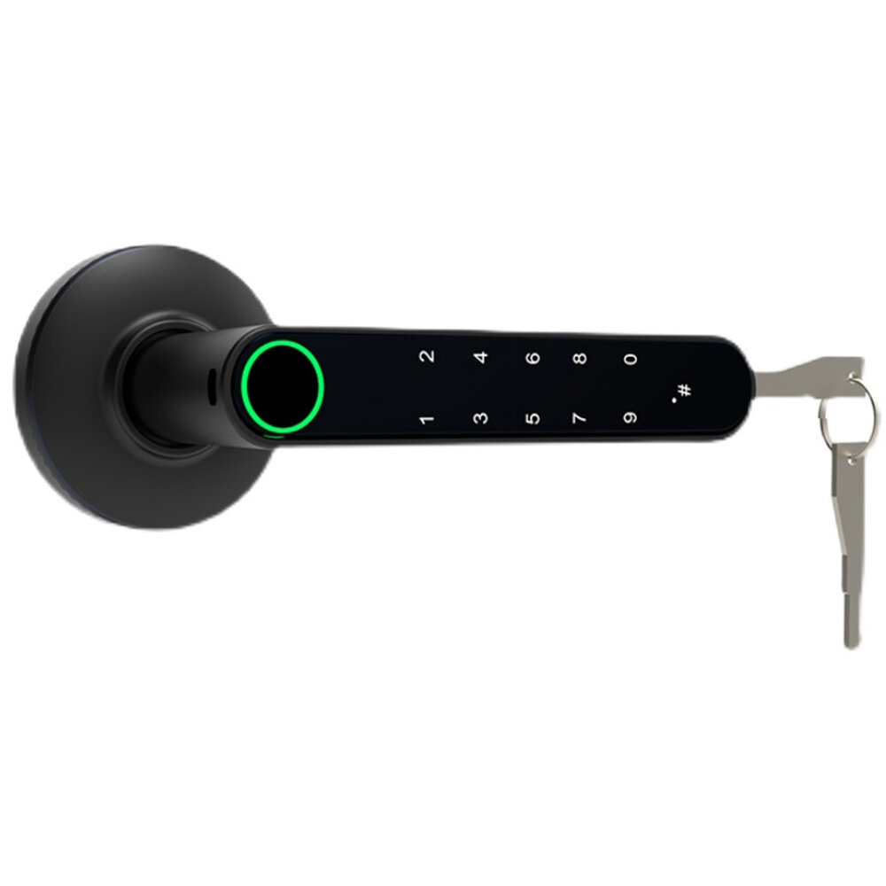 Image of Tuya blutooth Electronic Smart Door Lock Intelligent Anti-theft Gateway Smart Handle with Semiconductor Fingerprint/Pass