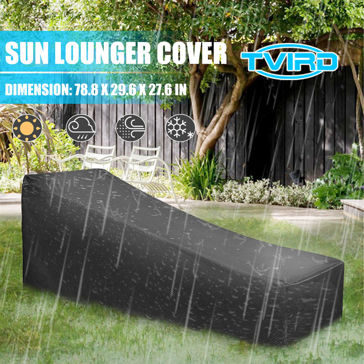 Image of Tvird Waterproof Sunbed Sun Lounger Covers Garden Furniture Cover Patio Rattan