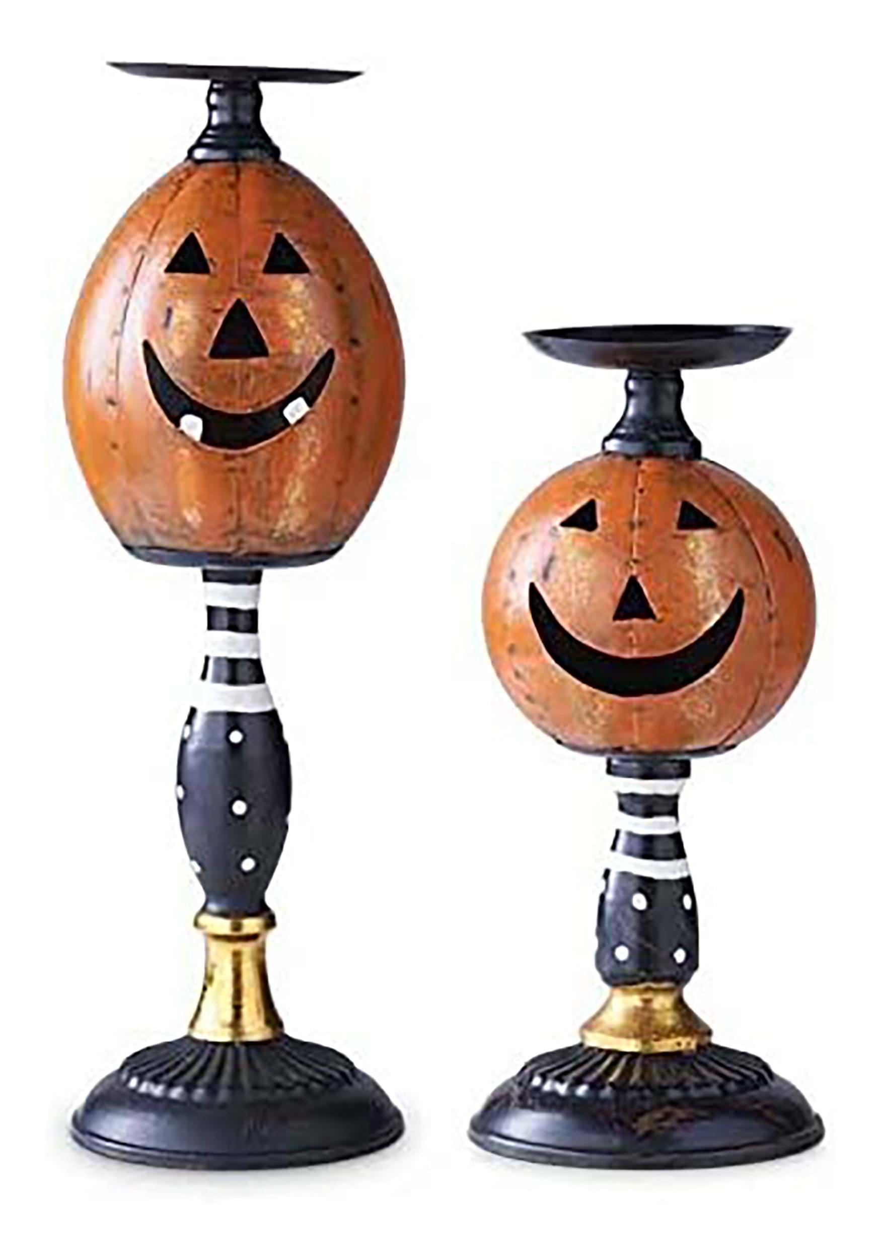 Image of Two Jack 'O Lantern Candleholders Halloween Prop ID KK41185A-ST