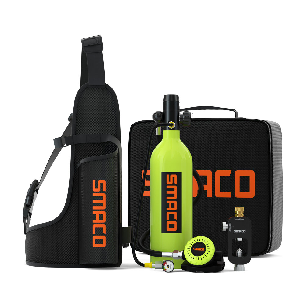 Image of [US Derict] SMACO Diving Scuba Tank 1L Mini Air Oxygen Cylinder Small Emergency Backup Underwater Diving Set for Underwa