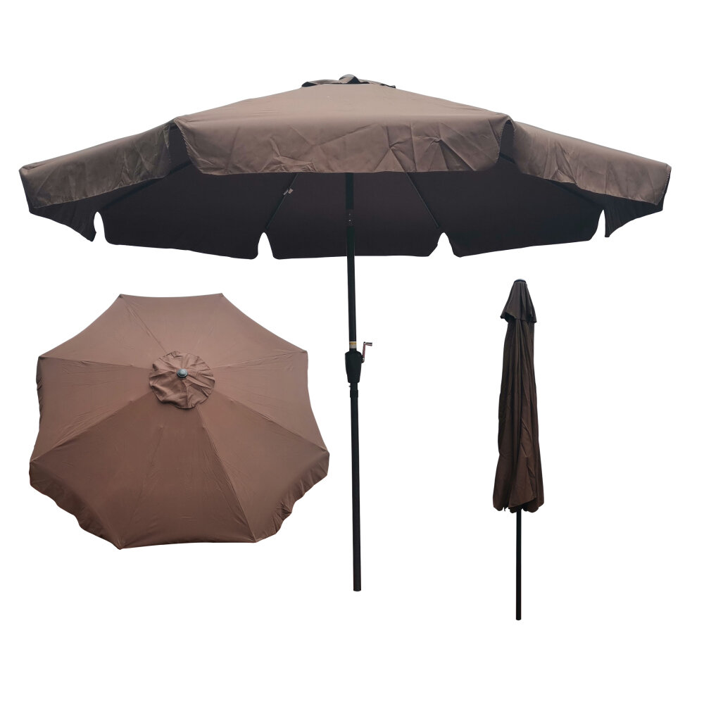 Image of [US Direct] 10ft Patio Umbrella Market Round Umbrella with Crank and Push Button Tilt for Garden Backyard Pool Shade Out