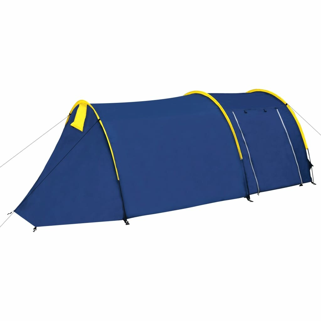 Image of [US Direct] Waterproof Camping Tent 2~4 Persons Tunnel Tent For Camping Hiking Travel Fibreglass Poles Blue & Yellow