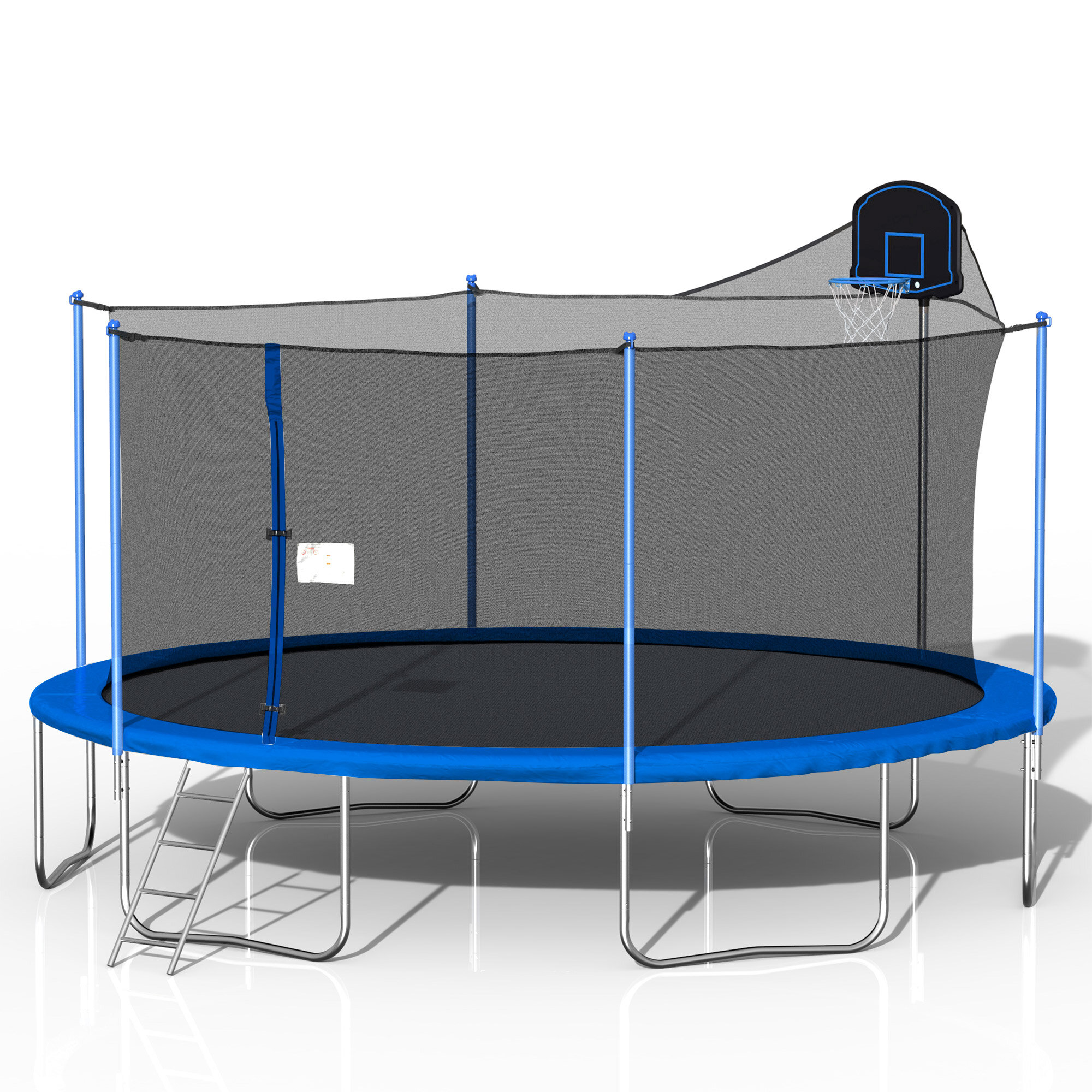 Image of [US Direct]Bominfit 16Inch Fitness Trampoline with Basketball Frame Aerobic Jump Training Gym Exercise Jump Kids Adult H