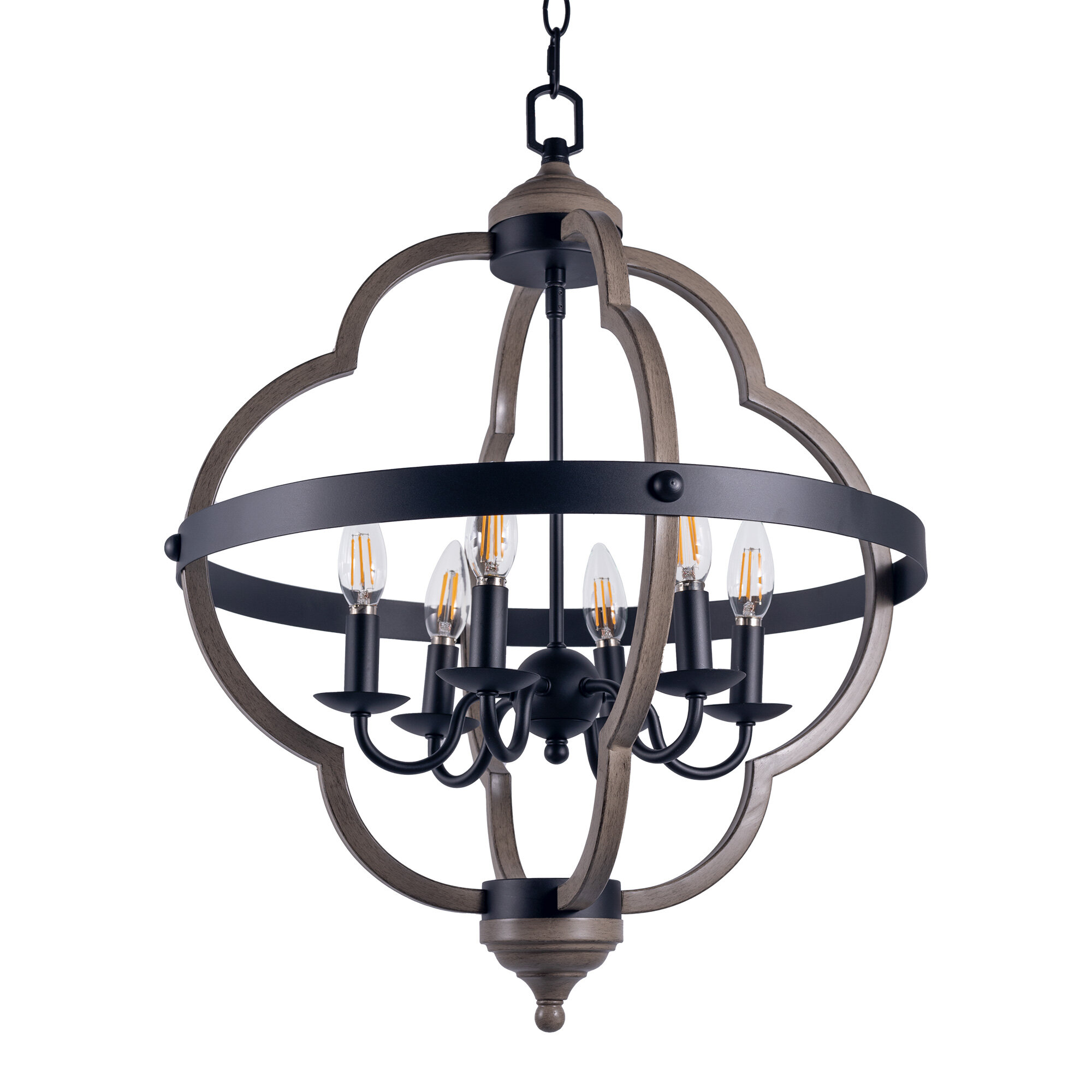 Image of [USA Direct] 6-Light Candle Style Geometric Chandelier Industrial Rustic Indoor Pendant Light Without Bulbs