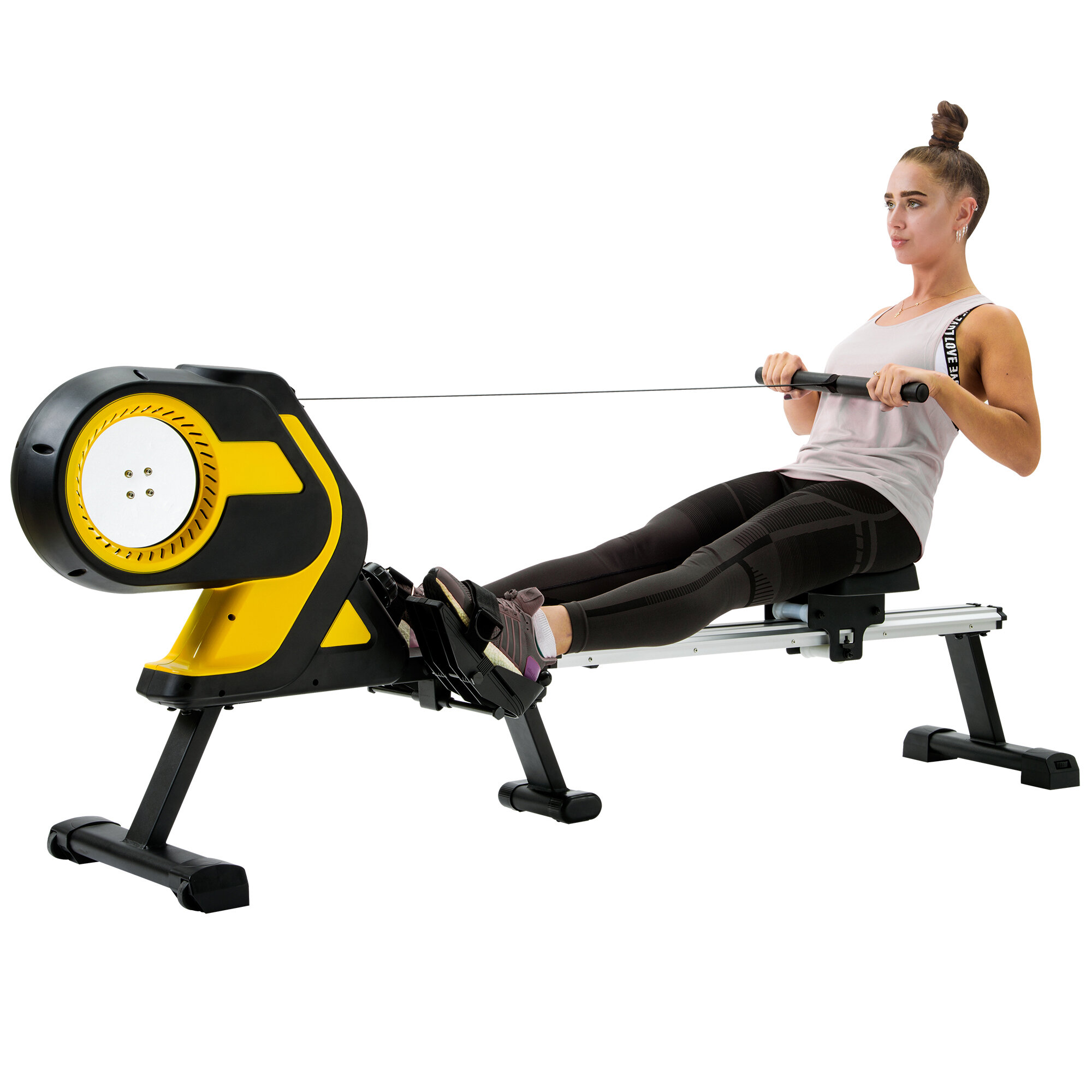 Image of [USA Direct] Bominfit Magnetic Rowing LCD Monitor 46" Slide Rail Folding Exercise Machine for Home Gym Cardio Workout