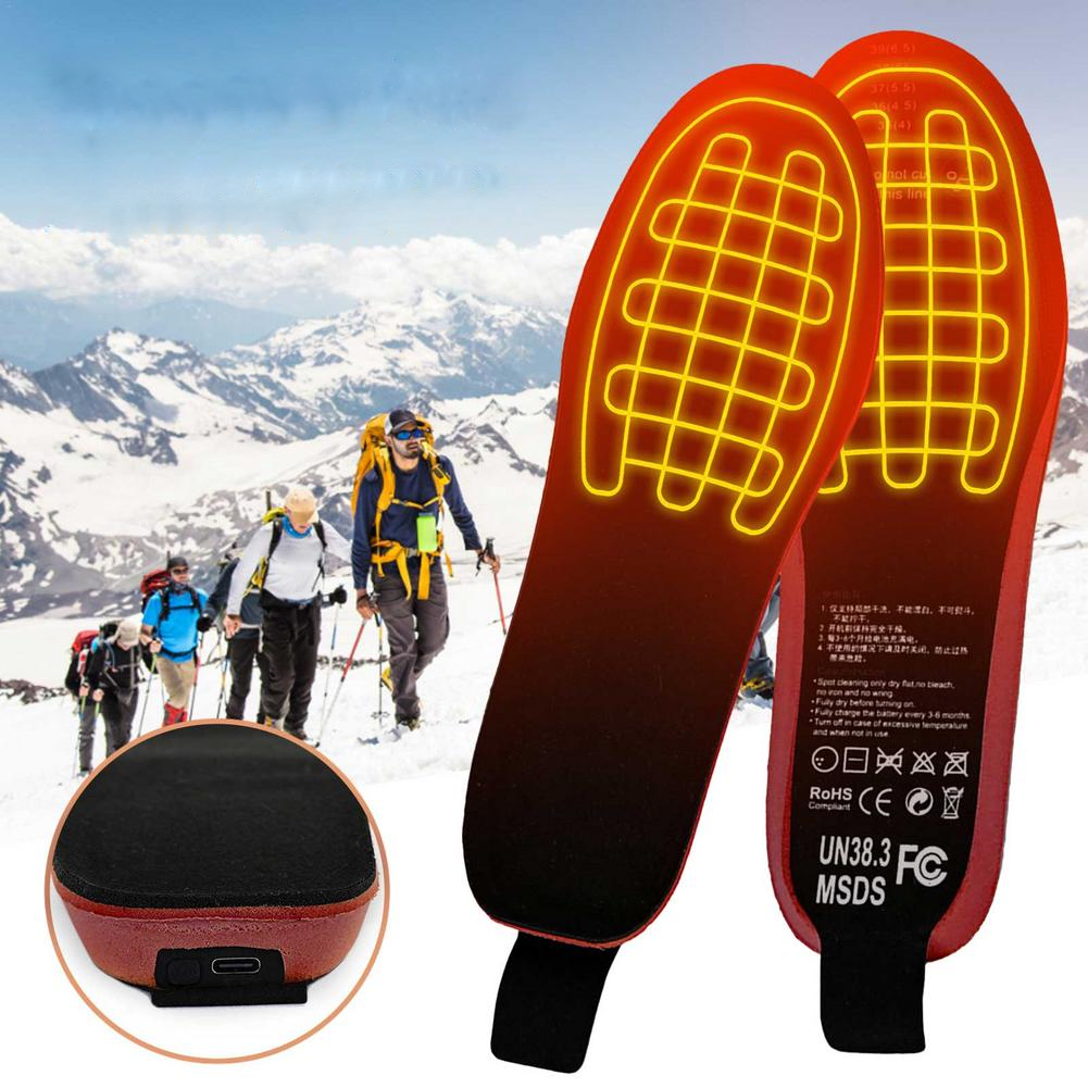 Image of USB Heated Insole Rechargeable Foot Warmer With Remote Control Winter Heating Insole Outdoor Sports Heated Shoe Insoles