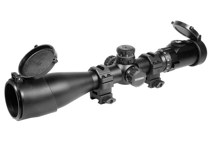 Image of UTG 3-12x44 AO SWAT Accushot Rifle Scope EZ-TAP Illuminated Mil-Dot Reticle 1/4 MOA 30mm Tube See-Thru Weaver Rings ID 4712274527409