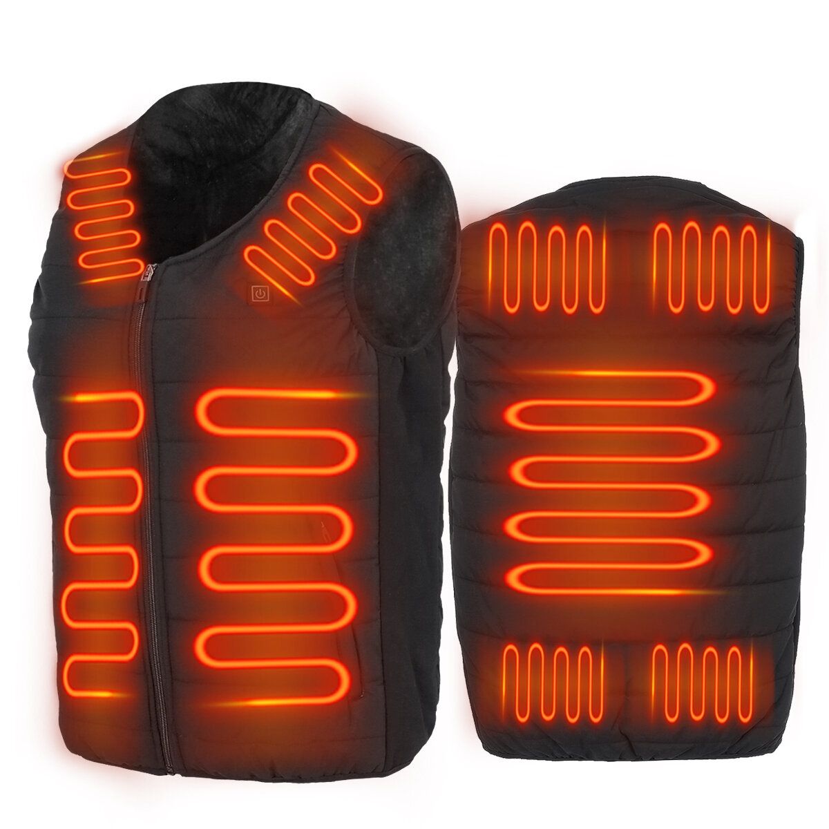 Image of Unisex 9-Heating Zones Electric Vest Heated Jacket USB Warm Up Winter Body Racing Coat Thermal