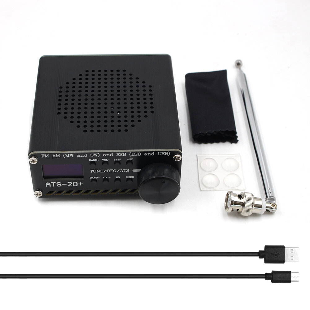 Image of Upgraded ATS-20+ Plus ATS20 V2 SI4732 Radio Receiver FM AM (MW & SW) SSB (LSB & USB) with battery + Antenna + Speaker +