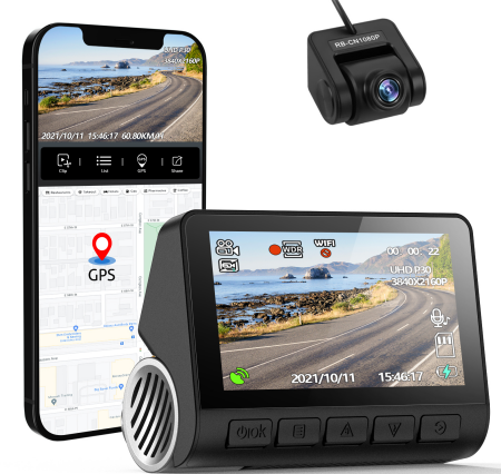 Image of V55/V55+ 4K Dash Cam Car DVR 2160P GPS ADAS 24H Parking Support Rear Cam Night Vision Voice Prompt APP Control
