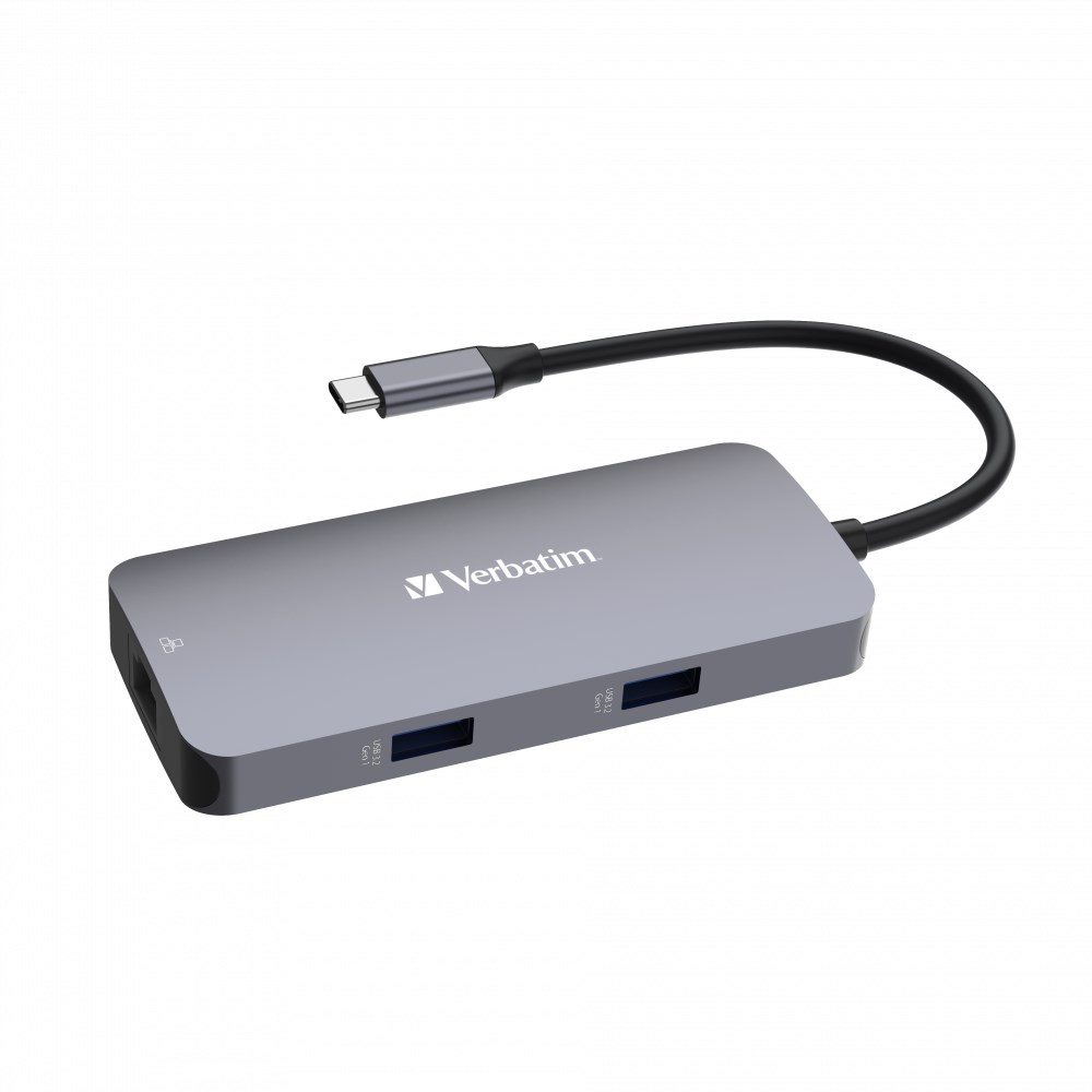 Image of VERBATIM Hub USB-C Pro Multiport 5 Port 2x USB 32 1x USB-C HDMI RJ45 šedá CZ ID 510671