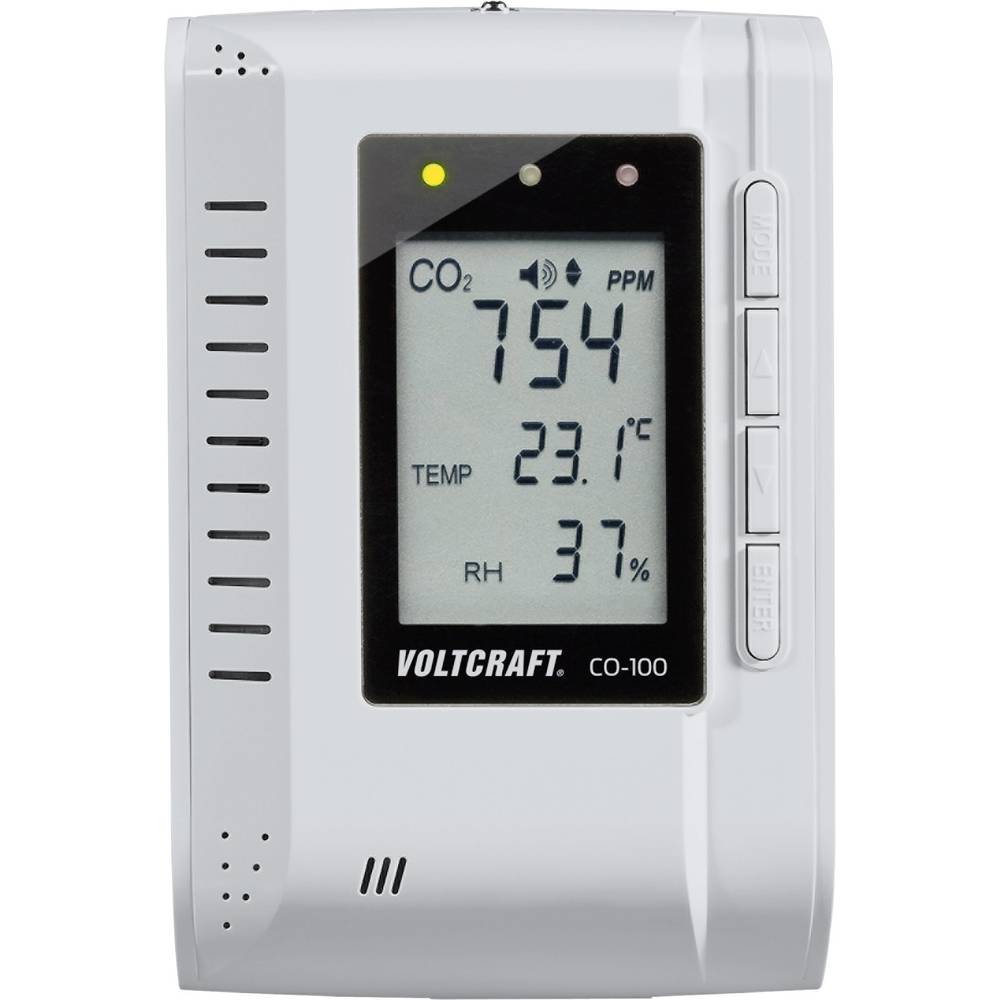 Image of VOLTCRAFT CO-100 Carbon dioxide detector 0 - 3000 ppm Datalogger function Wall mount